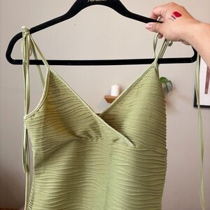 SHEIN Olive Textured Midi Dress